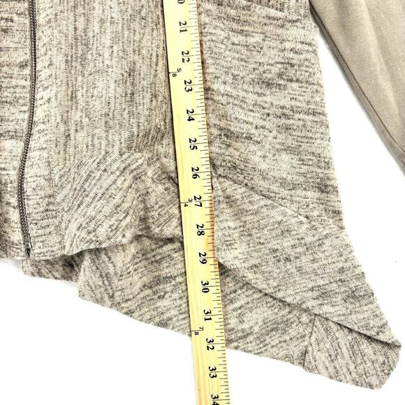 LOGO by Lori Goldstein Tunic Cardigan Sweater Top Mixed Media Marled Gray 1X - Picture 7 of 9